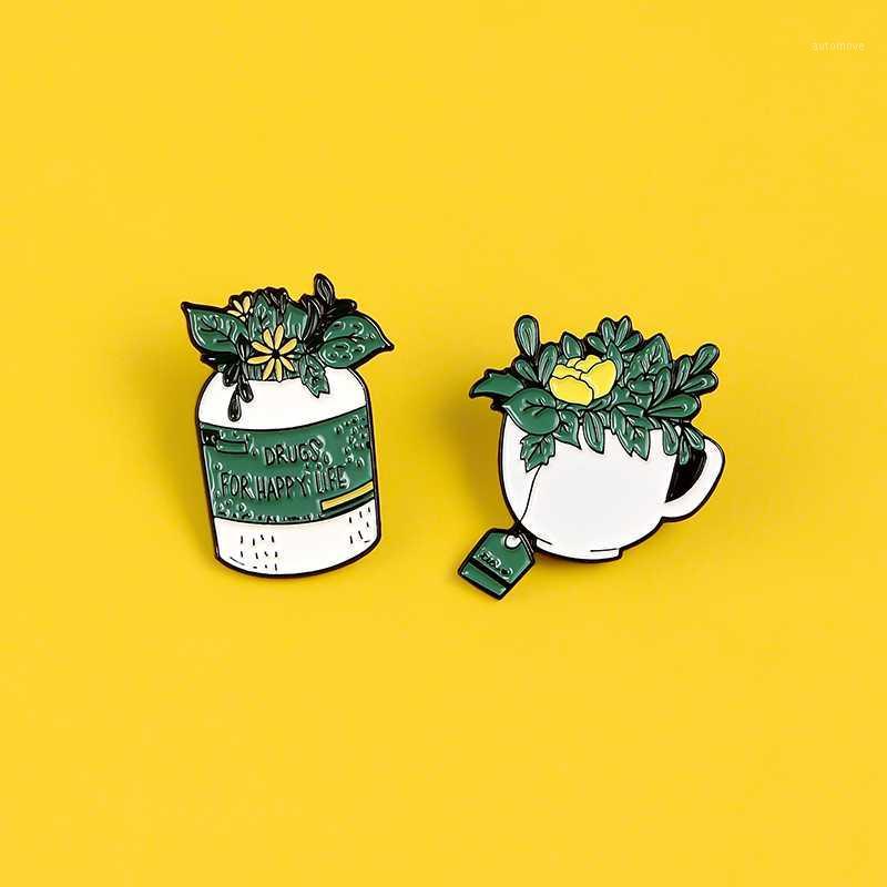 

Green plant enamel pins Flower For Happy Life badges booches Jackets backpack bag Lapel pin Beautiful Jewelry women gifts1