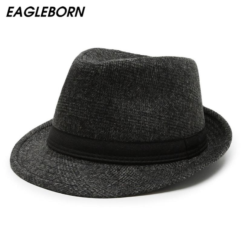 

New Fedoras Autumn Winter Men Lattice Top Hat Big Brim Hat Men Holiday Hats Women Black Felt England Fedora