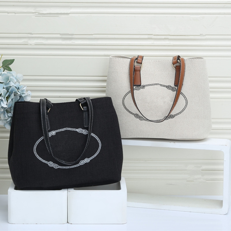 

Canvas Shopping Bag Large Capacity Package Tote Bags Handbag Purse Fashion Letter Totes, White