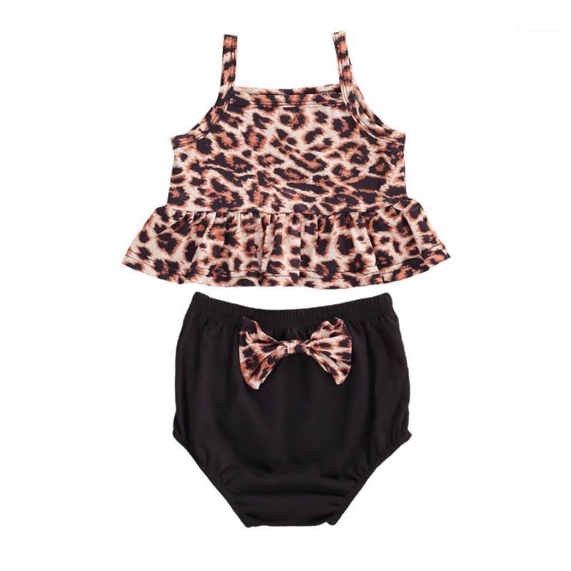 

2020 Baby Summer Clothing Newborn Baby Girls Clothes Set Leopard Print Sleeveless Strappy Top+Short Pants 2Psc Outfits1, As pic