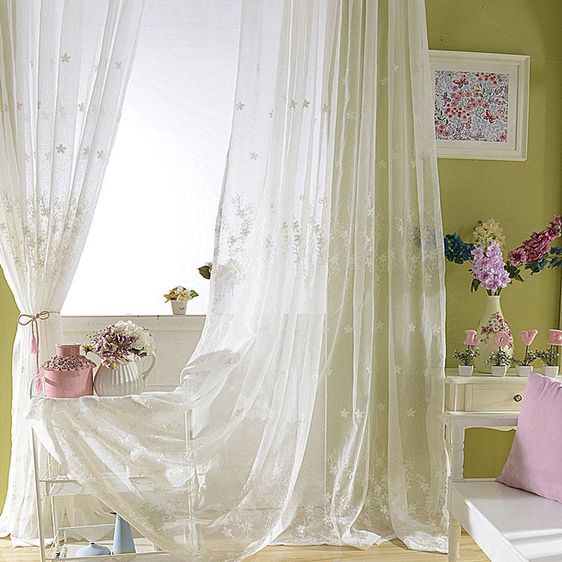 

New Flowers White Embroidered Tulle Curtains Living Room Modern Transparent Curtains Bedroom Blind Custom Size, Tulle 1 curtain