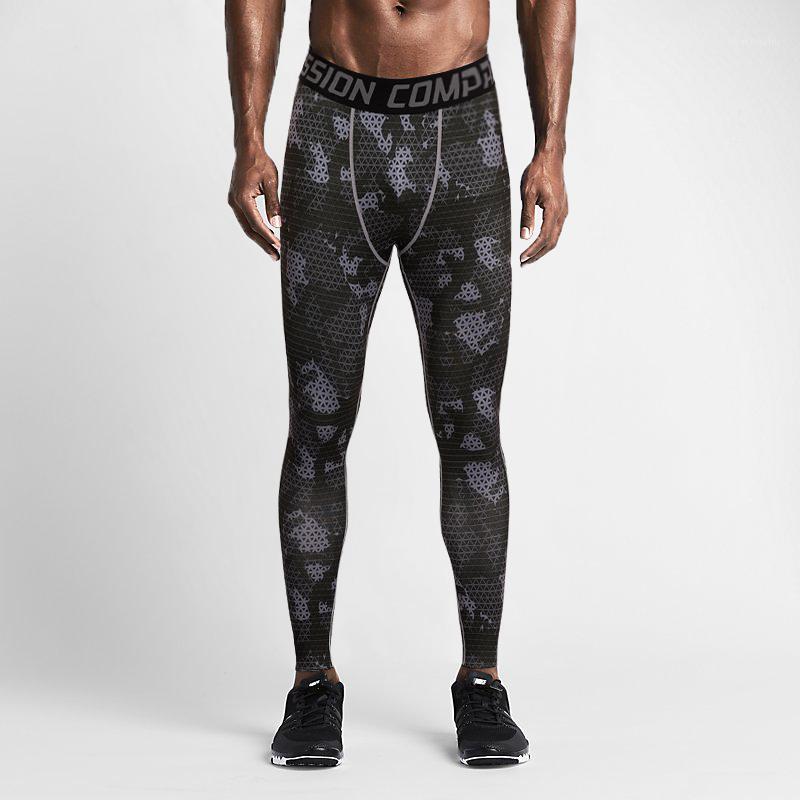 

2020 Running gym clothing mens sport pants Compression Tights Skinny Basketball Base Layer Fitness Joggers Leggings Trousers1, Black
