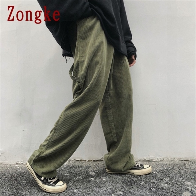 

Zongke Autumn Corduroy Casual Baggy Pants Men Clothing Joggers Korean Streetwear Work Trousers Hip Hop Tracksuit -2XL 201110, Black