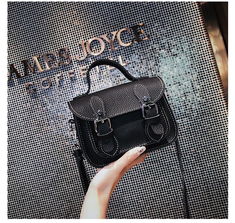 

2020 Fashion Women handbag Lychee pattern PU Leather Crossbody Shoulder Bags Retro casual flap diagonal small square bag black