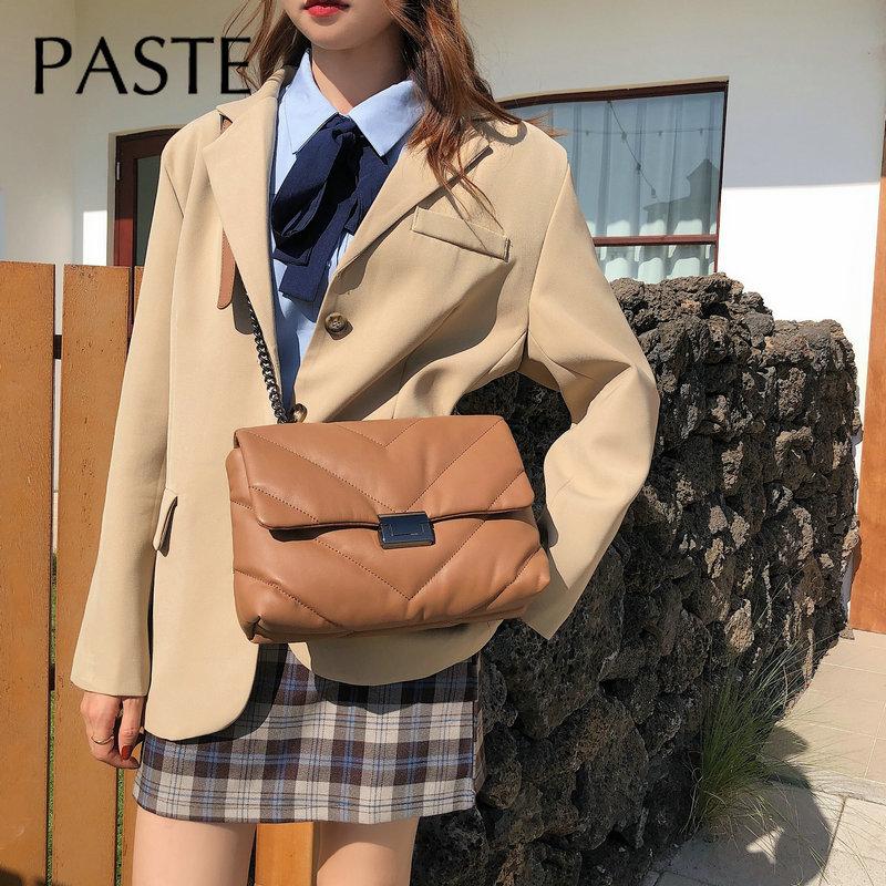 

Diagonal Stripes Brand Design Women Messenger Bag 100% Genuine Leather Lady Chain Strap Shoulder Bags High Quality Daily Purse, Black