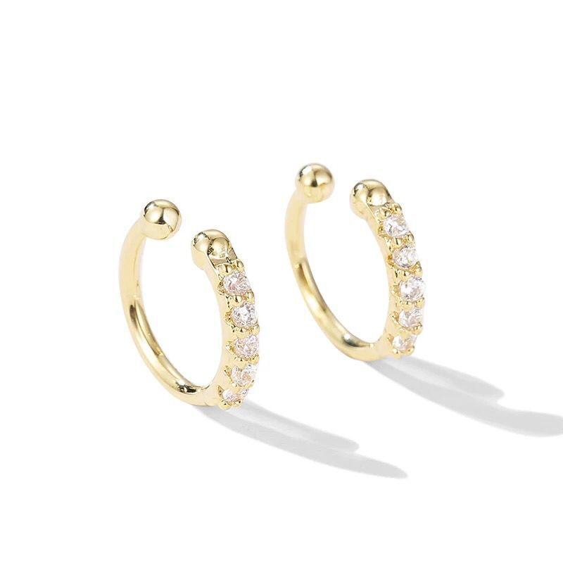 

Hoop & Huggie 1Pair Ear Cuff Clip On Fake CZ Small Earrings Classic Cubic Zirconia No Piercing Cartilage Earring For Women Girls Jewelry