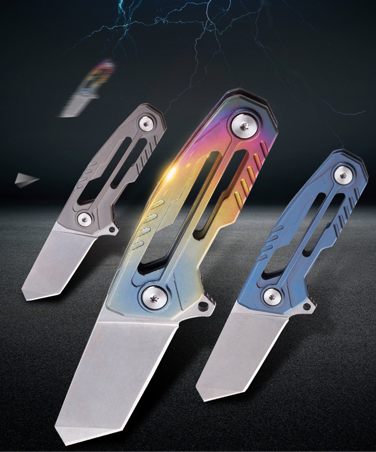 

high quality titanum handle d2 tanto stainless steel blade mini light weight folding camping knife pocket multifunction knives edc men gift