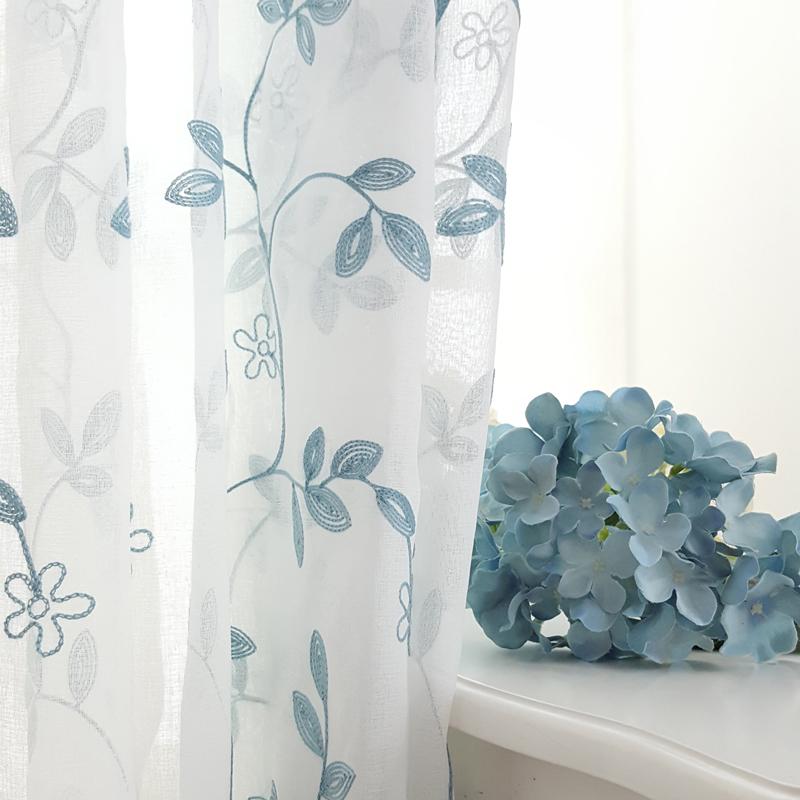 

Rustic Embroidered Flower Screens Sheer Curtains European Style Voile Tulle for Bedroom Living Room Window Curtain