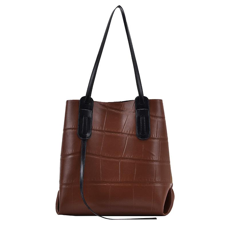 

2021 retro yellow-brown pu handbag fashion bag soft leather handbag shoulder portable, Coffee