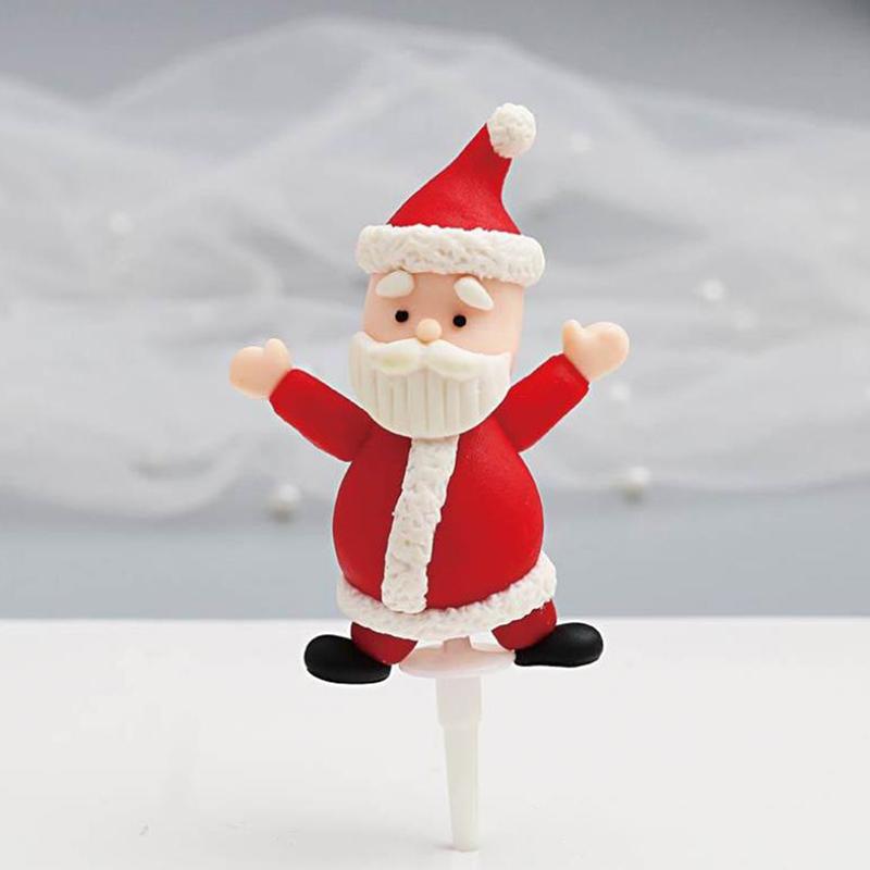 

1PCS Cartoon Christmas Cake Ornaments Santa Claus Deer Snoeman XMAS Cake Toppers Resin
