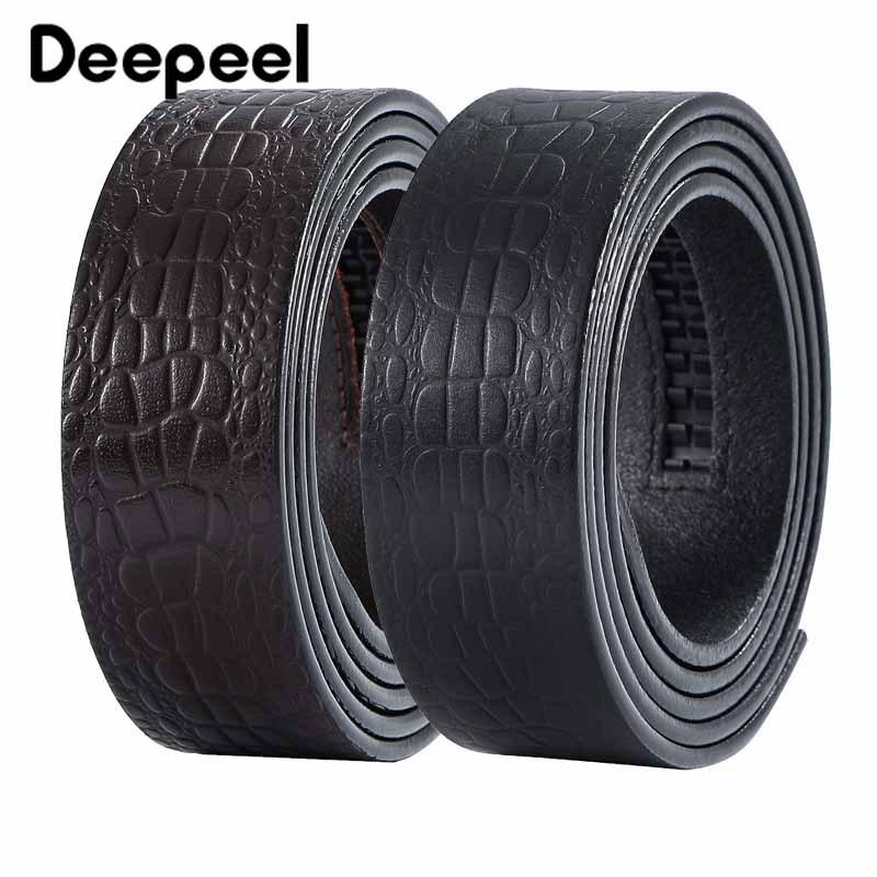 

Belts Deepeel 1pc 3.5cm*110-130cm Men's Automatic Buckle Casual Luxury Belt Body First Layer Cowhide Crocodile Headless Yk698, Black
