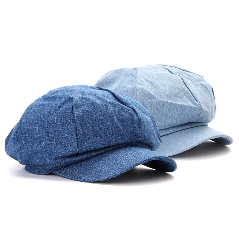 

Unisex Washed Denim Octagonal Cap Newsboy Beret Hat For Women Sun Hat Ladies Summer Spring Retro Flat Caps Driving Hats Berets, Light blue