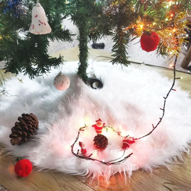 

2020 White Christmas Tree Skirt Plush Faux Fur Carpet Xmas Floor Mat Ornament Merry Christmas Home Decor Navidad Tree Decoration