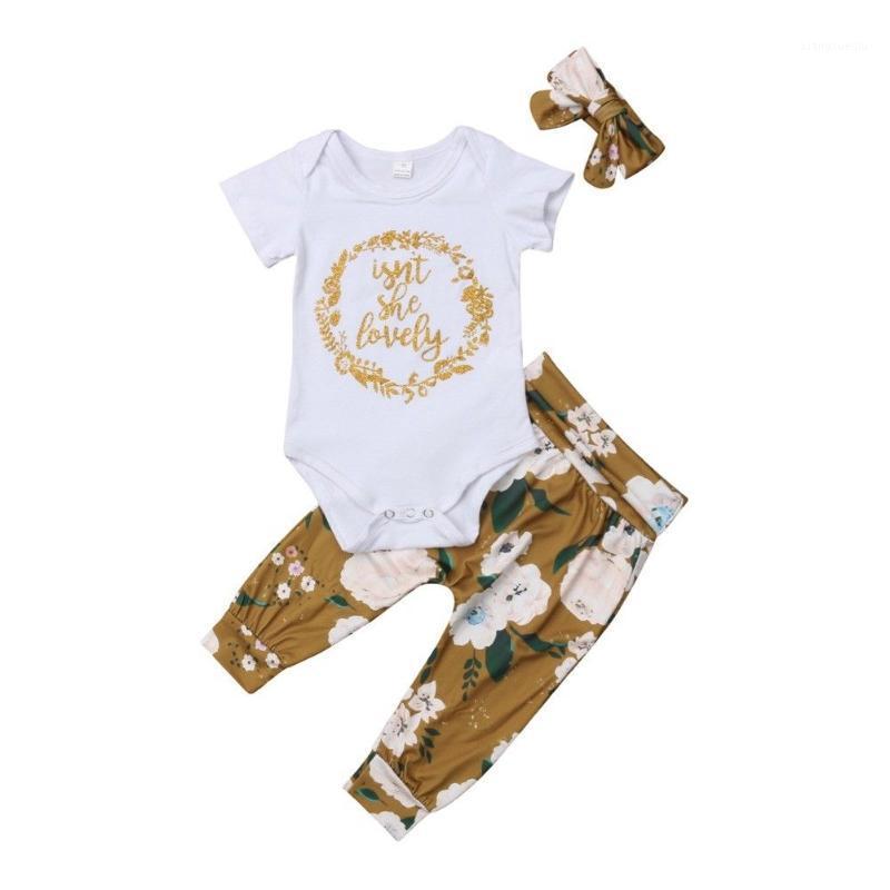 

3PCS Newborn Baby Girl Boy Clothes Short Sleeve Floral Print Romper+Flower Pants+Headband Baby Girl Boy Set Infant Clothing Set1, As pic