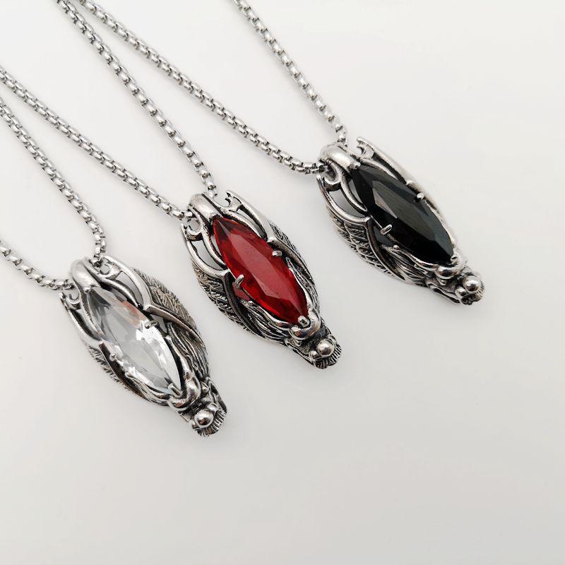 

New arrival hanging bat crystal charm necklace vintage gothic style mens punk necklace jewelry hot seller CAGF0211