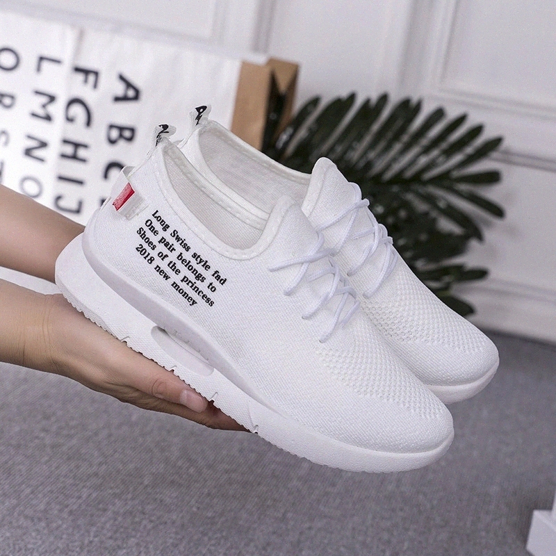 

Spring and autumn flying woven sports casual women's small white shoes with wild sports shoes #PL3n