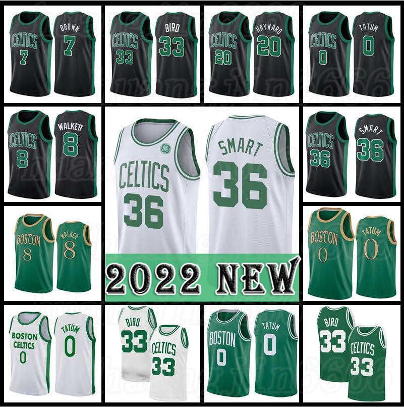 

Marcus 36 Smart Jayson 0 Tatum Basketball Jerseys Jaylen 7 Brown Larry 33 Bird 75th Anniversary Celtices Men Mesh T-shirt Green Black, Black;red