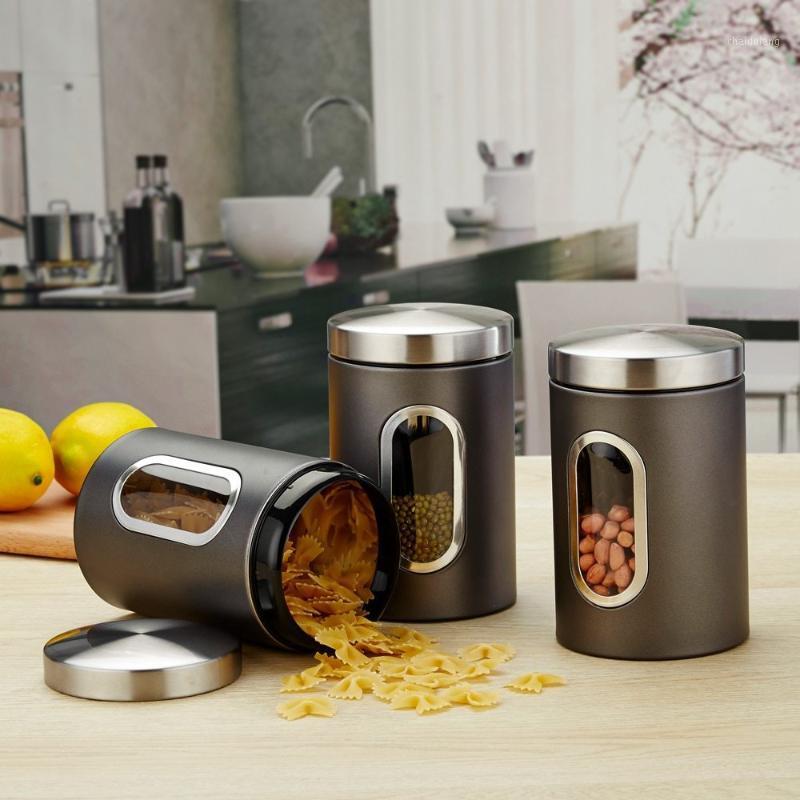 

3pcs/set Storage Container Storage Box with Lids Grain with Transparent View Window Organization1