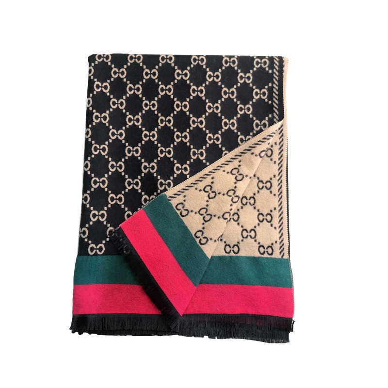 

Winter new imitation cashmere scarf fashion double C letter horizontal jacquard warm thickening dual-purpose