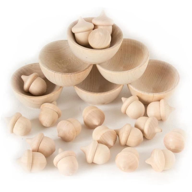 

Decorative Objects & Figurines Unfinished Wooden Acorn Natural Wood Counting And Sorting DéCor Handicraft Kit DIY For Painting,Art Projects