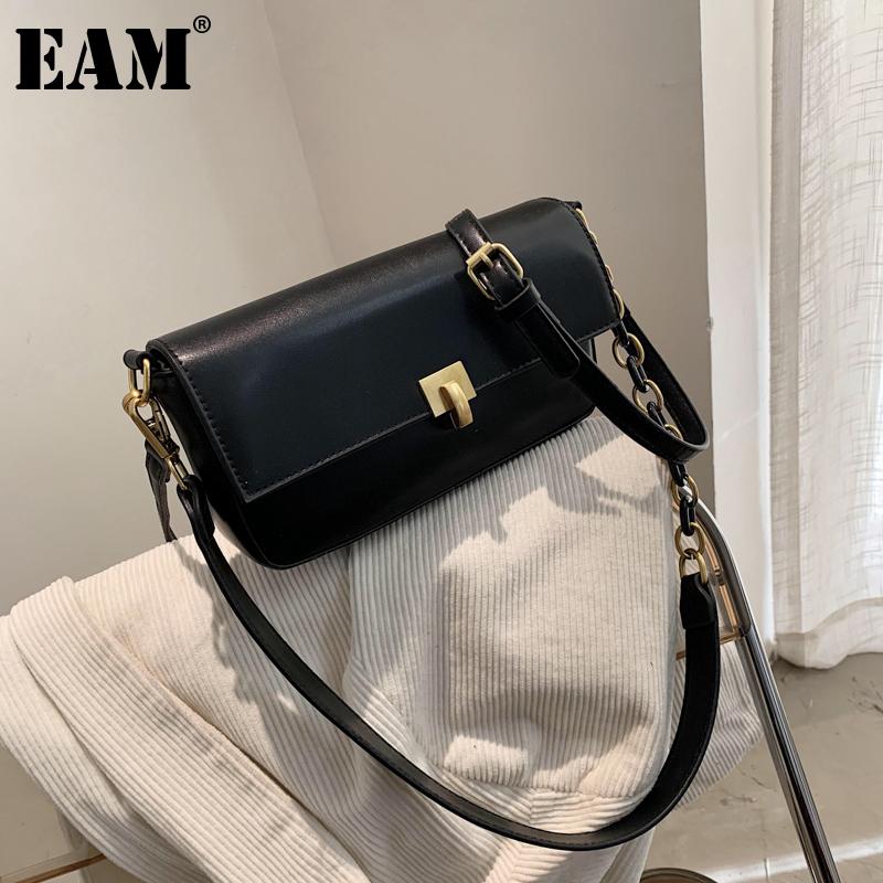 

[EAM] Women New High Quality PU Leather Flap Personality All-match Female Crossbody Shoulder Bag Fashion Tide 2021 18A1379, Beige