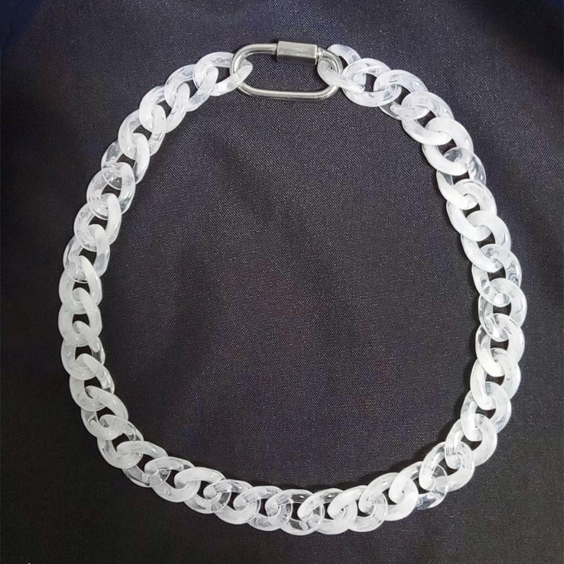 

Chokers White Clear Acrylic Silver Color Chain Lock Pendant Necklace For Men Women Punk Choker Collar Fashion Jewelry