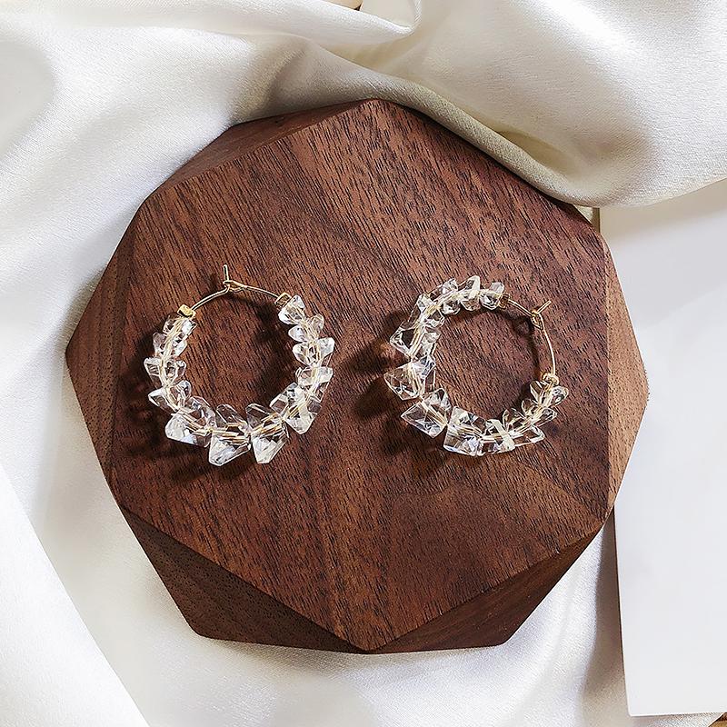 

Transparent Bead Hoop Earrings for Women Exaggerates Oversize Circle Ear Rings Earrings Fashion Europe Punk Nightclub Jewelry