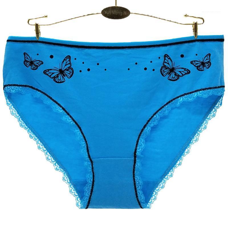 

Free Shipping 4pcs/lot 2XL/3XL/4XL Big yards Butterfly print cotton Women's underwear large size lady briefs mommy pants 893651, Mix 4 colors