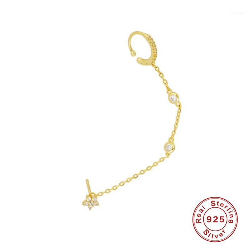 

Stud Romad Genuine 925 Sterling Silver Punk Piercing Pendientes Chains Earring For Women Girls Tassel Chain Fine Brincos1