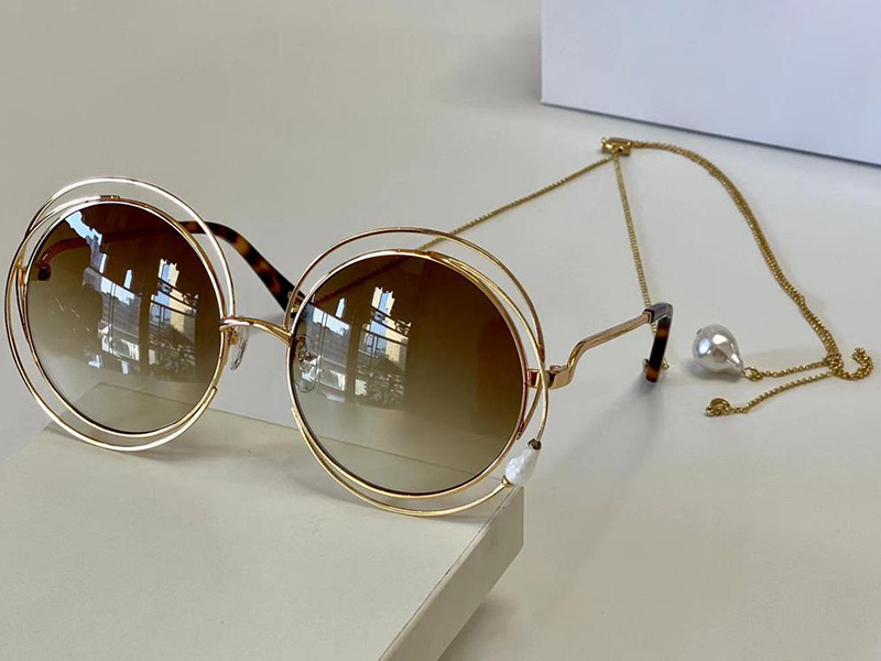 

1145 Fashion Sunglasses With UV Protection for Women Vintage Round metal Frame popular Top Quality Come With Case classic With Chain Glasses