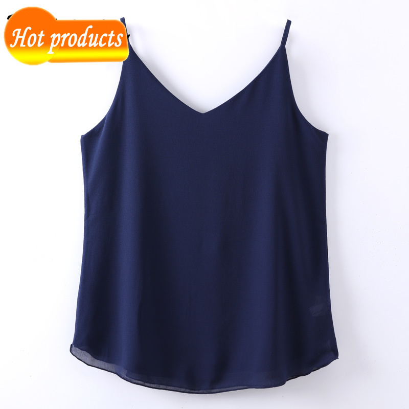 

Women's blouses chiffon sleeveless with cleavage v chemise femme lady pink top summer shirts for woman 2020 XPOS, Light green