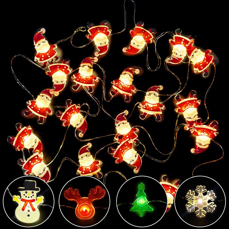 

2m 20Leds Christmas Santa Claus Snowman Deer Tree Led Light String Festival Bar Home Party Decor Xmas New Year Navidad Ornament