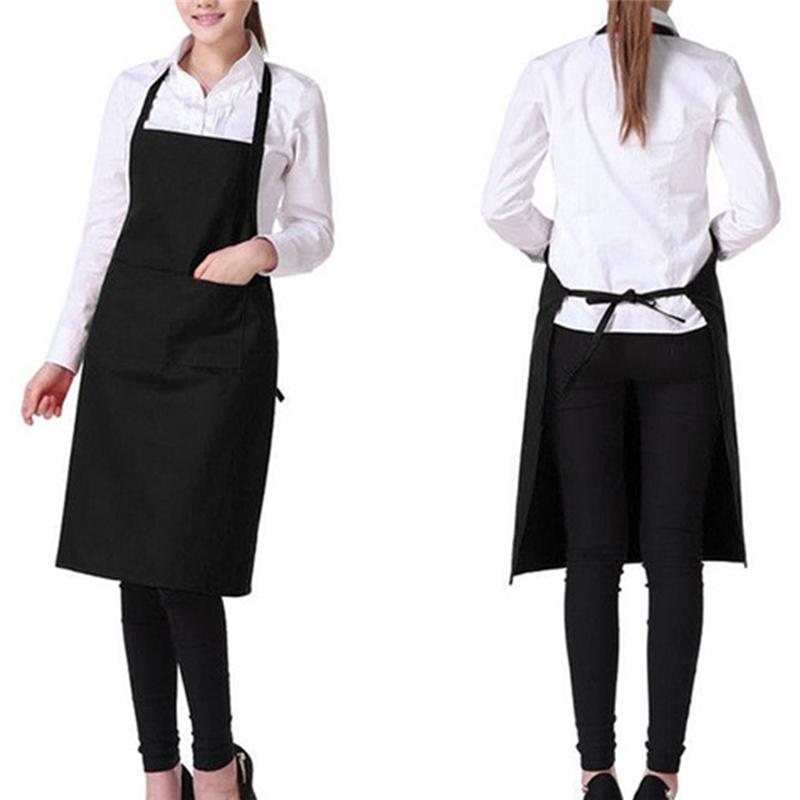 

Women Bib Kitchen Accessories 2021 Solid Color Cooking Kitchen Apron men's Chef Waiter Cafe Shop Barbecue Hairdressing Apron