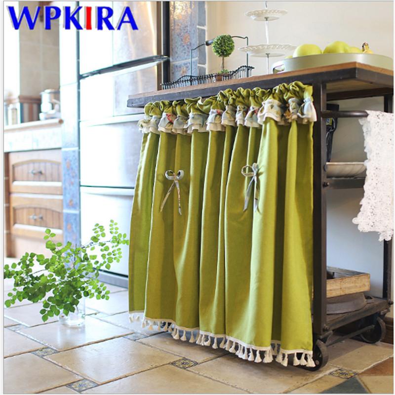 

Delicate Tassels Short Curtain Semi-Blackout For Kitchen Half Sheer Curtain Bar Coffee Cabinet Door American Style DL-AD605