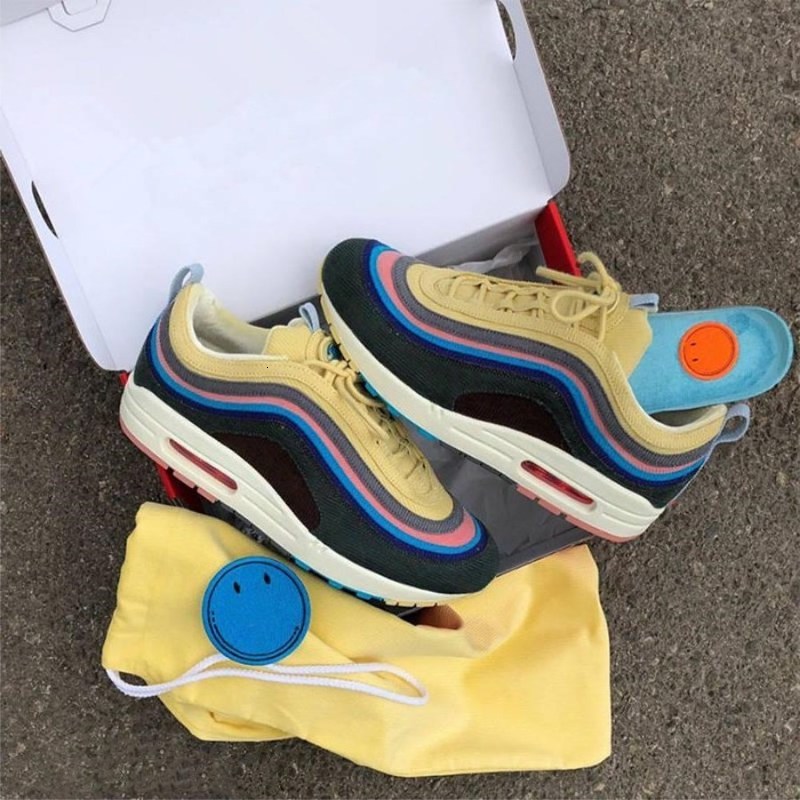 

New Sean Wotherspoon Men Running Shoes Top Women Vivid Sulfur Multi Yellow Blue Hybrid Sports Sneakers 36-45