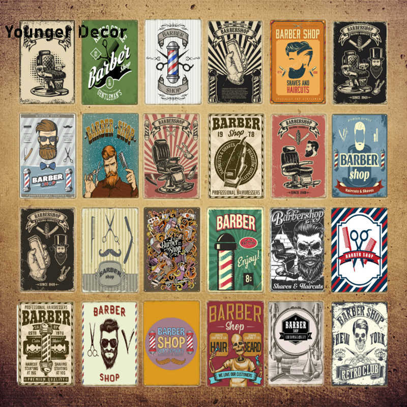 Metal plates for barber shop decoration, tin signs for barber and shaving, advertising posters, bars, family kitchens, metal art plates-image-753658618