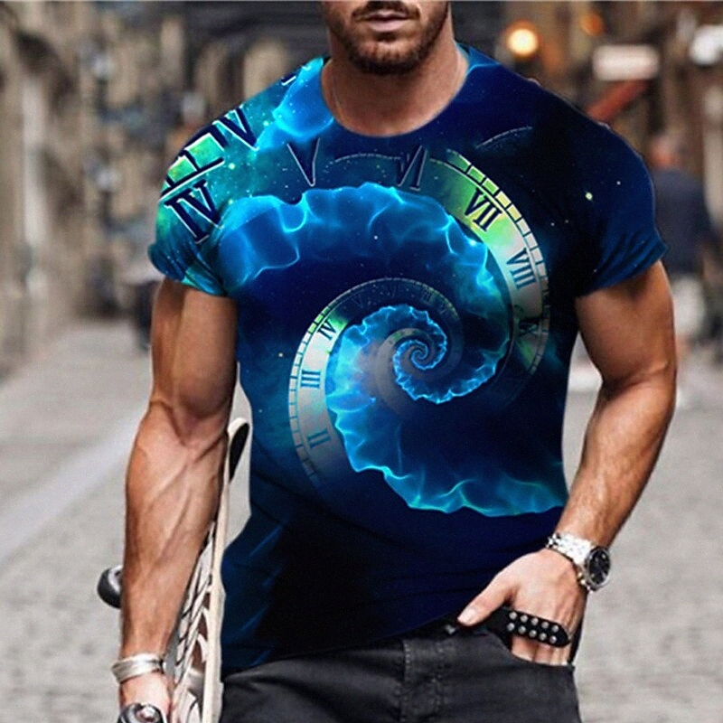 Men's Unisex T shirt 3D Print Graphic Prints Machine Crew Neck Street Daily Print Short Sleeve Tops Casual Designer Big and Tall Sports Blue