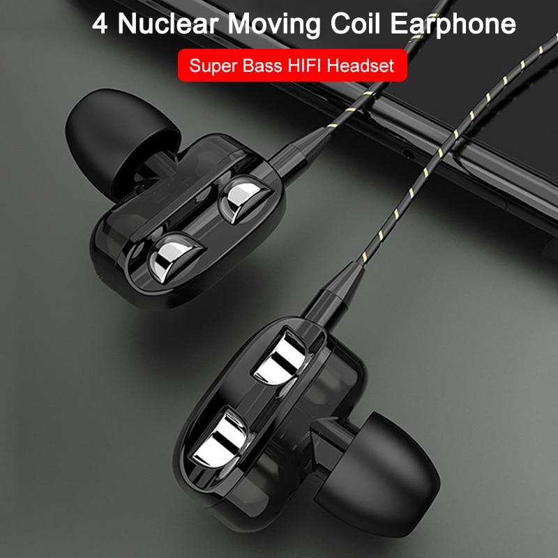 

New 3.5mm Wired Earphone Dual Drive Stereo Earphones Ear Earbud Super Bass Headset Sport Headphone with Microphone, White