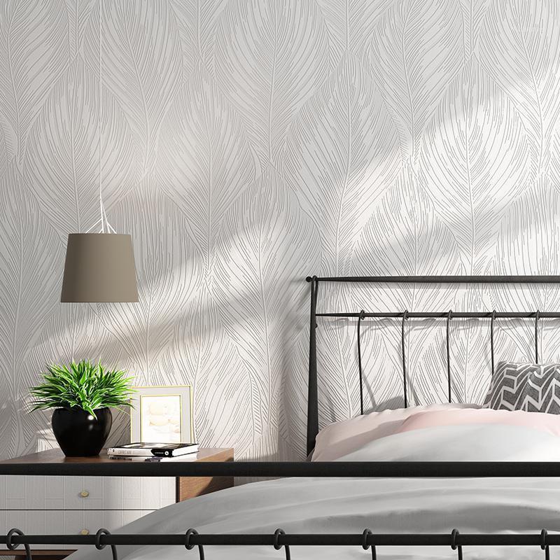 

White Banana Leaf Nordic Wallpaper 3d Modern Living Room Bedroom Relief Wall Paper Clothing Store Wallpaper Home Decor1, As pic