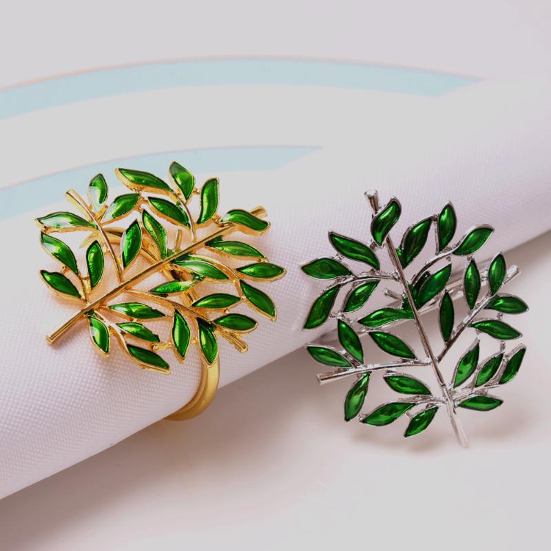 

6pcs/lot Green plant tree of life napkin buckle drop oil leaf napkin ring