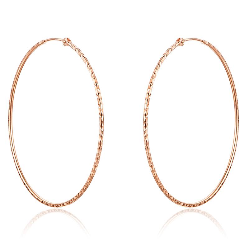 

Pure 18K Rose Gold Earrings Women 41mm AU750 Hoop Earrings 1.9g P6260