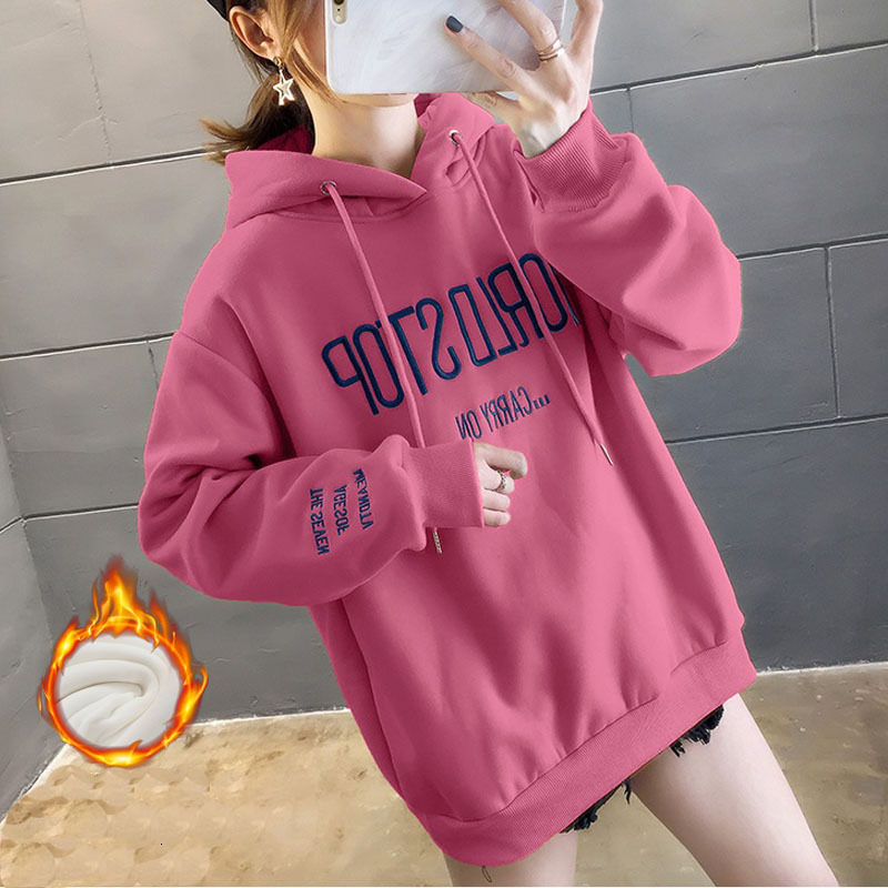 

2021 New Womanly Winter Hooides Fashion Long-sleeve Embroidered Letter Hoodie Women's Tops Loose Sweatpants 4L08, Black