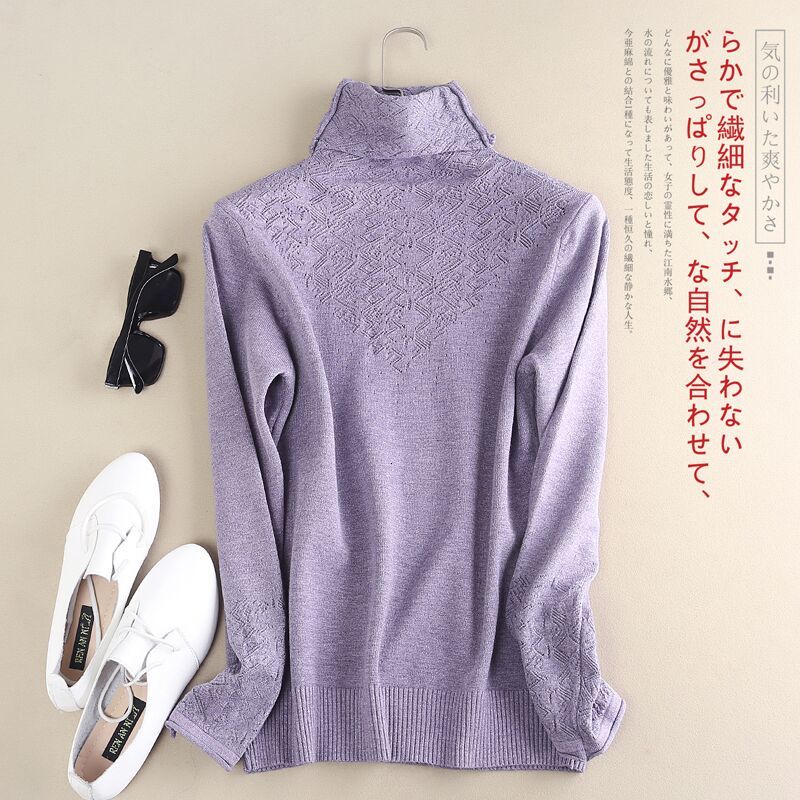 

2021 New Quality Cashmere Openwork Carving Turtleneck Sweater Women Autumn Winter Warm High Collar Pullovers Knitted Sweaters N22o, White