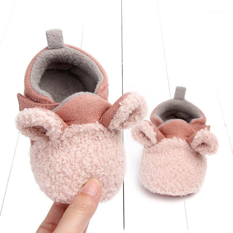 

Bear Ear Boys Baby Shoes Girls Learning Walking Cute First Walkers Winter Soft-Sole Anti Slip Warm High Quality Mix-Colors1, Pink