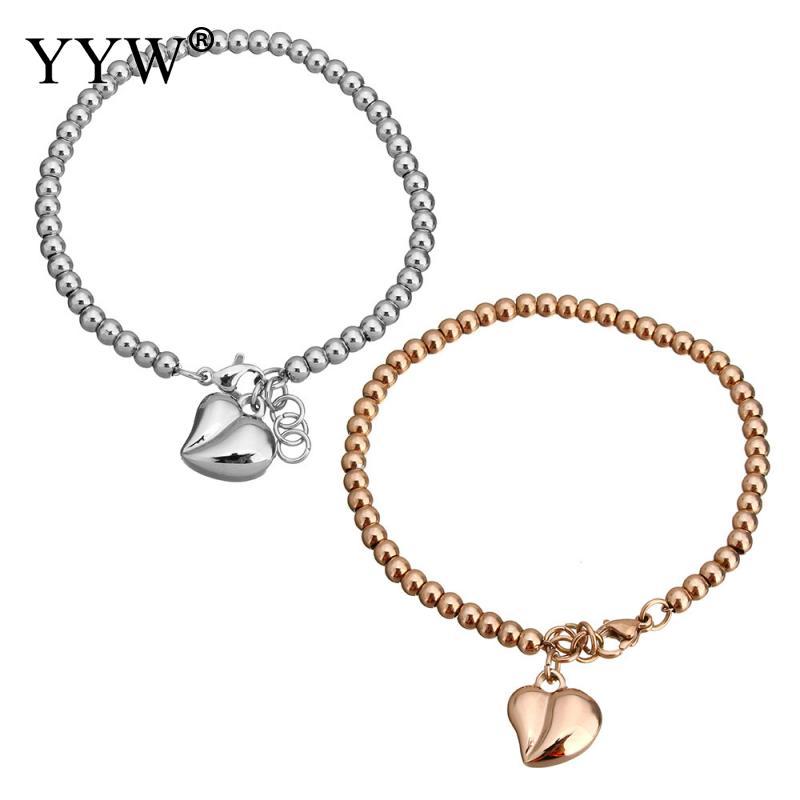 

Stainless Steel Jewelry Bracelet Heart plated charm bracelet & for woman 13x14x6mm 4mm Sold Per Approx 7 Inch Strand