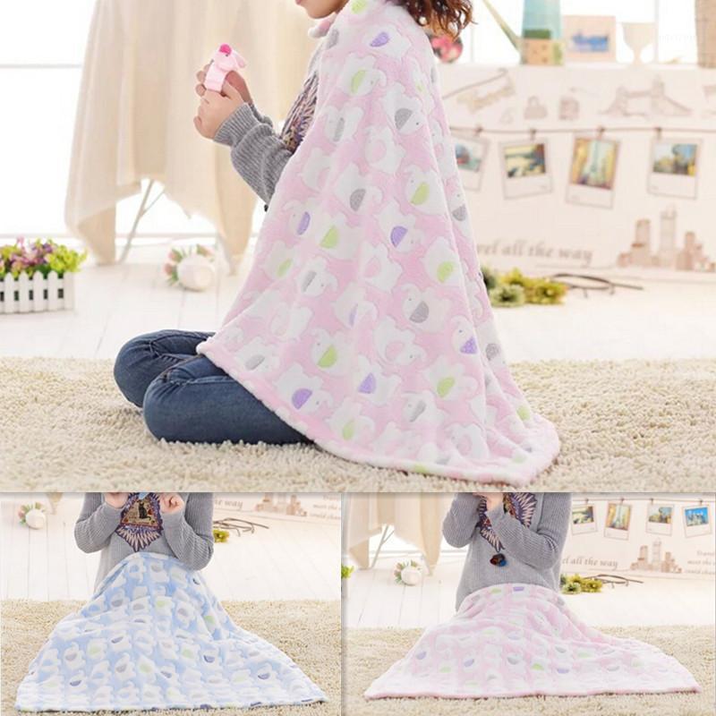 

100*80cm Baby Blanket & Swaddling Newborn Thermal Coral Velvet Blanket Cartoon Air Conditioning Quilt Cotton Quilt Baby Products1, Blue