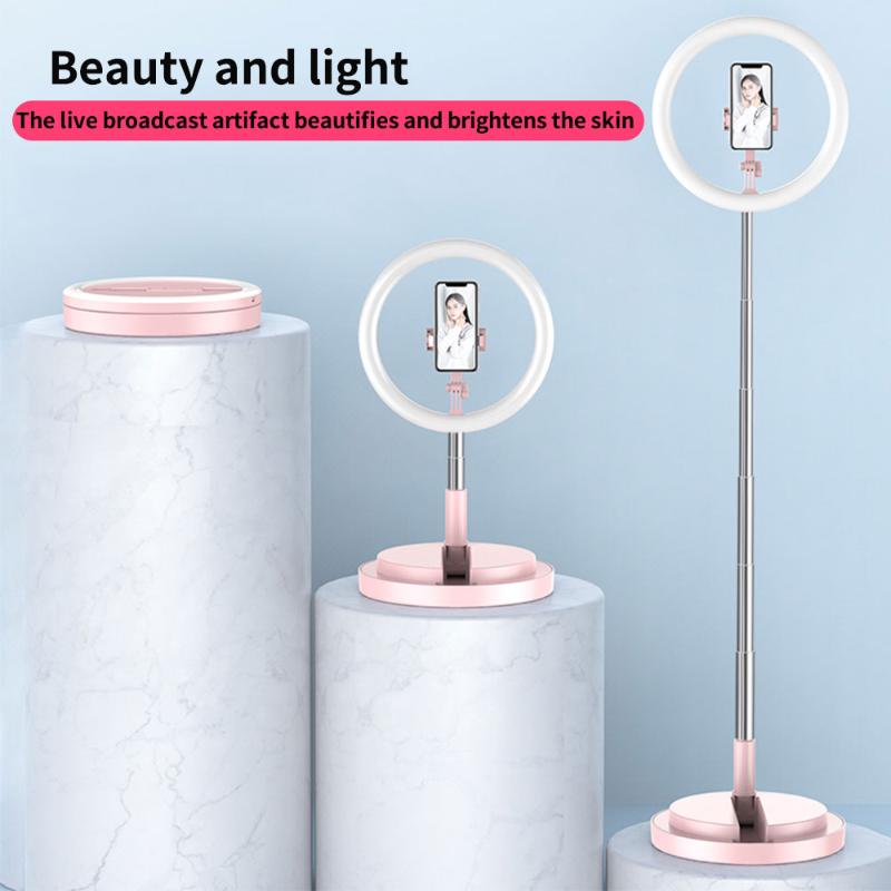 

LED Selfie Ring Light Phone Holder for Live Stream/Makeup/YouTube Video Dimmable Beauty Ringlight Foldable Fill Light Bracket, Black