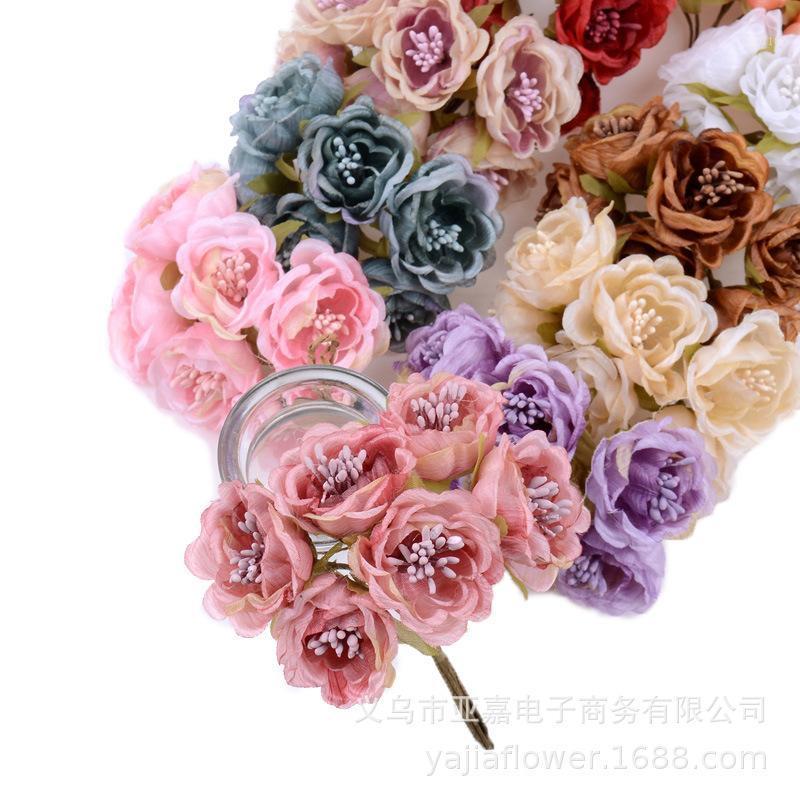 

Retro European Style Imitation Flowers Head DIY Handmade Material Flower Accessories Candy Box Decoration Rose Stamen Rose1, Blue