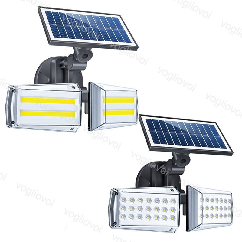 

Solar Security Lights Motion Sensor Double Heads 42LED 80COB Solar Panels Power Waterproof 6500k For Outdoor Garden Sunlight Wall Street DHL