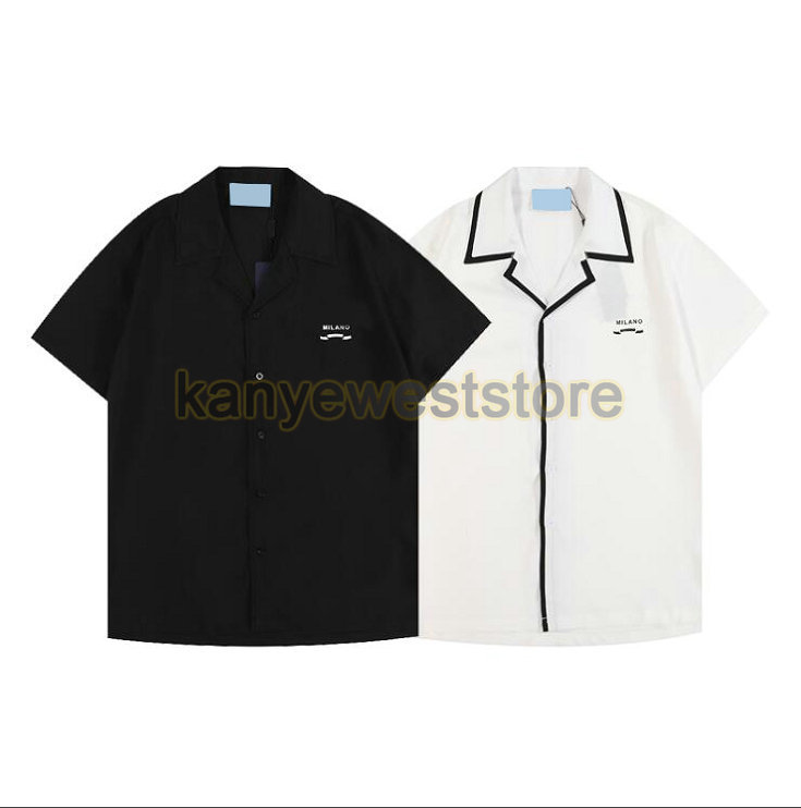 

Summer Europe mens shirts designer luxury men Hawaii Beach Casual letter Print Shirt Cool Hip hop Designers Tee, Black
